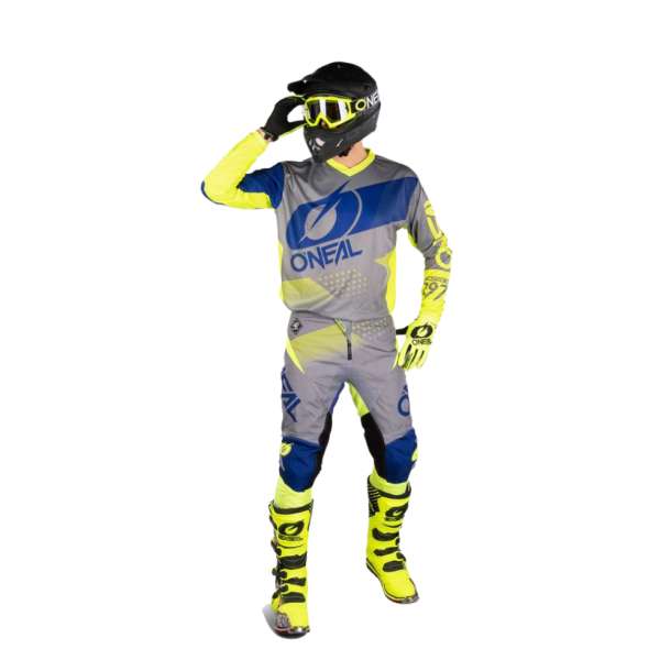 חליפת רכיבה ילדים אוניל אפור/ צהוב/ כחול - ONEAL YOUTH ELEMENT FACTOR V.22