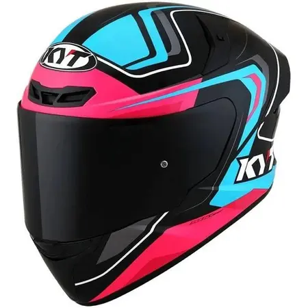 קסדה מלאה קיי ווי טי שחור/ ורוד/ כחול - KYT TT COURSE OVERTECH BLACK PINK