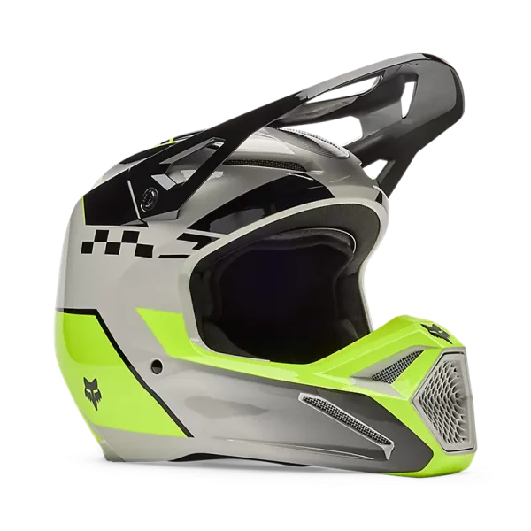 קסדת רכיבה ילדים פוקס אפור/ צהוב - FOX V1 COLLECT YTH V26