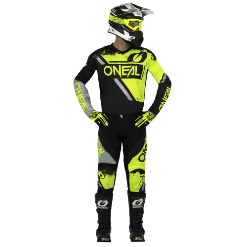 חליפת רכיבה אוניל שחור/ צהוב/ אפור - ONEAL ELEMENT SHOCKER V.23