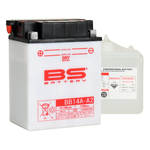 מצבר BS BATTERY - DRY BB14A-A2 (אחריות לשנה)