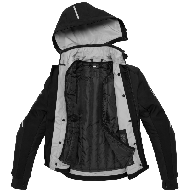 ג'קט רכיבה ממוגן ספידי שחור – SPIDI JACKET HOODIE ARMOR H2OUT