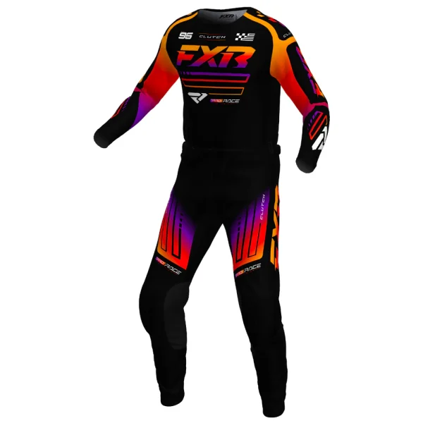 חליפת רכיבה אף אקס אר שחור/ צהוב/ אדום - FXR RACING CLUTCH COMBO V25‏