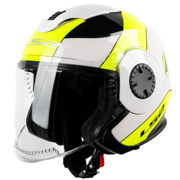 קסדת 3/4 אל אס 2 ורסו לבן/ צהוב מבריק - LS2 OF570 VERSO TECHNIK GLOSS WHITE YELLOW