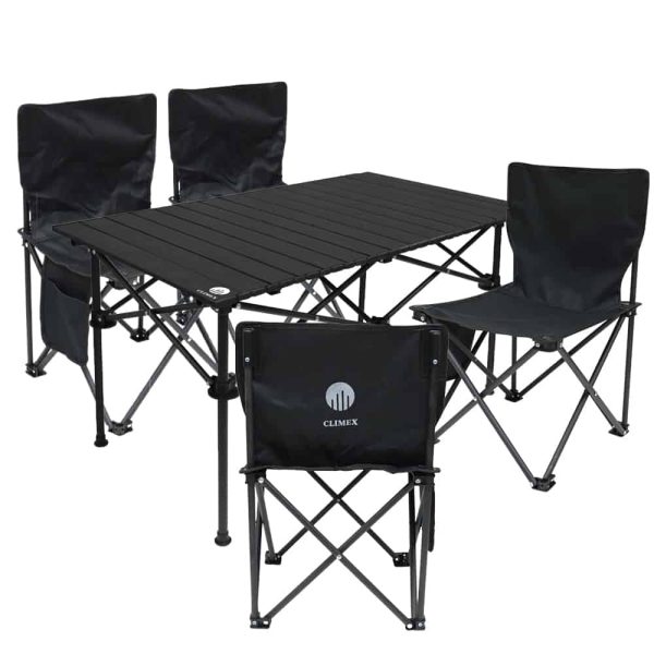 סט מיני מתקפל שולחן עם ארבעה כסאות קמפינג שחור סלימקס - CLIMEX CL 408