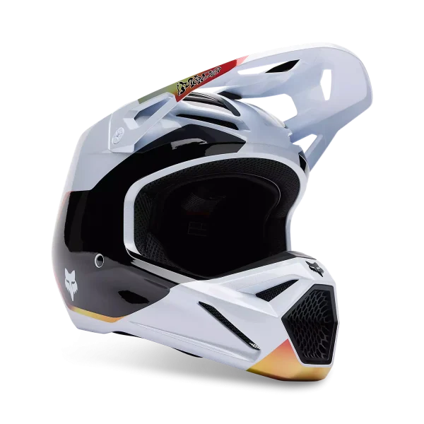 קסדת רכיבה פוקס לבן/ צבעוני - FOX V1 HELLO FUTURE V.25