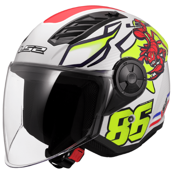 קסדת 3/4 אל אס 2 איירפלו 2 לבן/ צהוב - LS2 OF616 AIRFLOW II STING GLOSS WHITE/ YELLOW