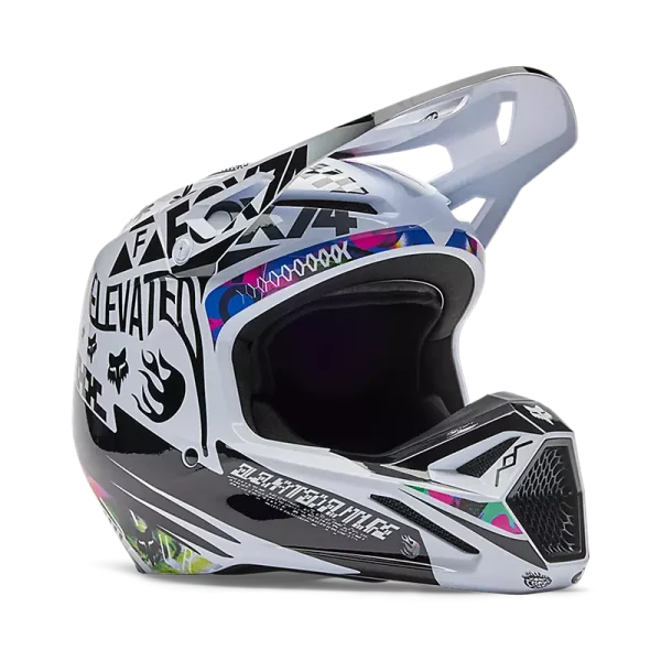 קסדת רכיבה פוקס שחור/ לבן  - FOX V1 IMAGE COSMO V.26