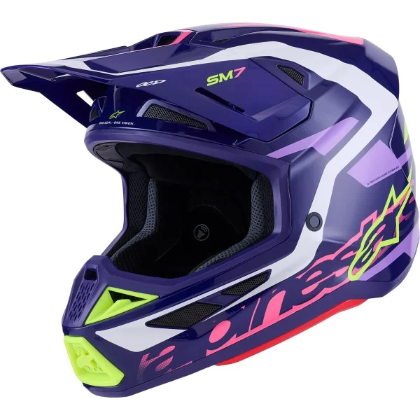 קסדת רכיבה אלפינסטארס סגול/ ורוד מבריק - ALPINESTARS S-M7 DEED PURPLE/ PINK