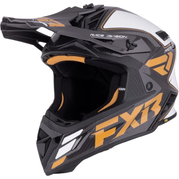 קסדת רכיבה אף אקס אר קרבון/ זהב/ לבן - FXR RACING HELIUM CARBON 2026